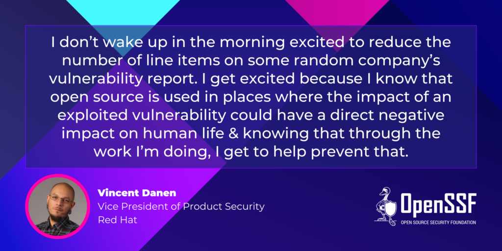 OpenSSF Board Spotlight Vincent Danen Quote