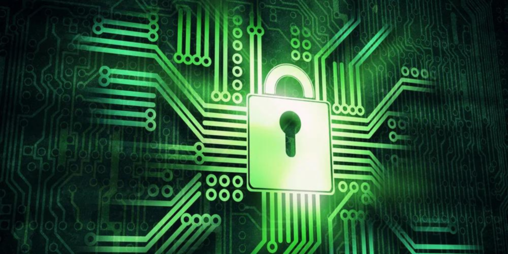 Security Green Lock Black Background
