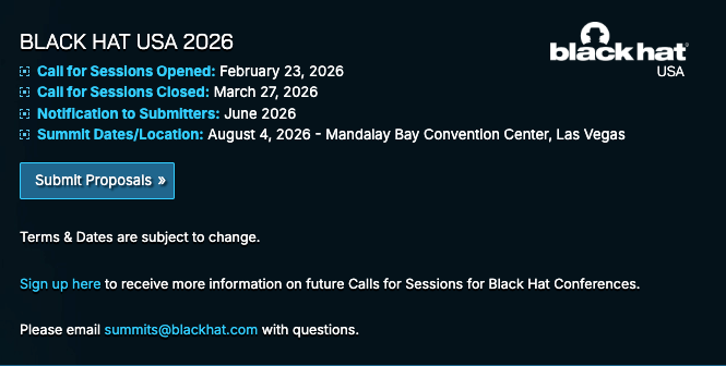 Black Hat 2026 CFP